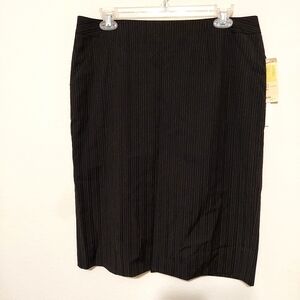 Semantiks Black Pinstripe Knee Length  Pencil Skirt, NWT, Size 12 Casual Office
